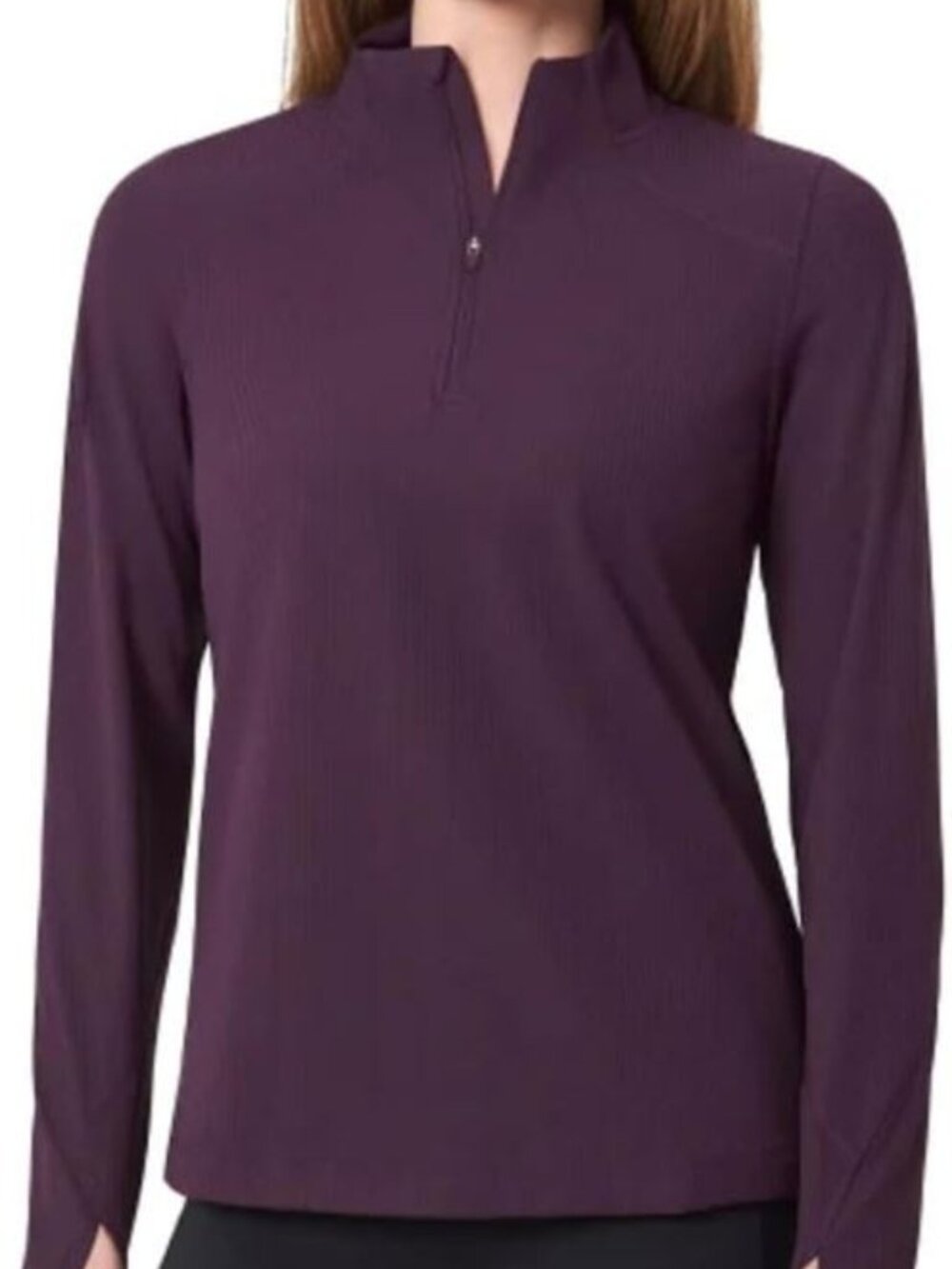Mondetta Women's Active Ribbed 1/2 Zip Pullover, Purple Size XL